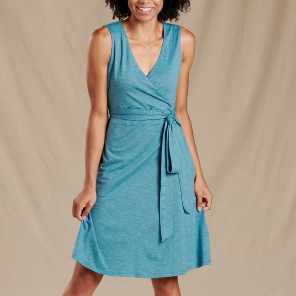 cue wrap sleeveless dress
